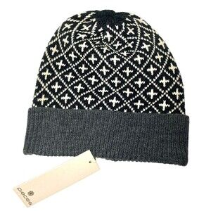 Pieces ASOS Essie Hood Knit Beanie Hat Gray Black M/L New With Tags Geometric